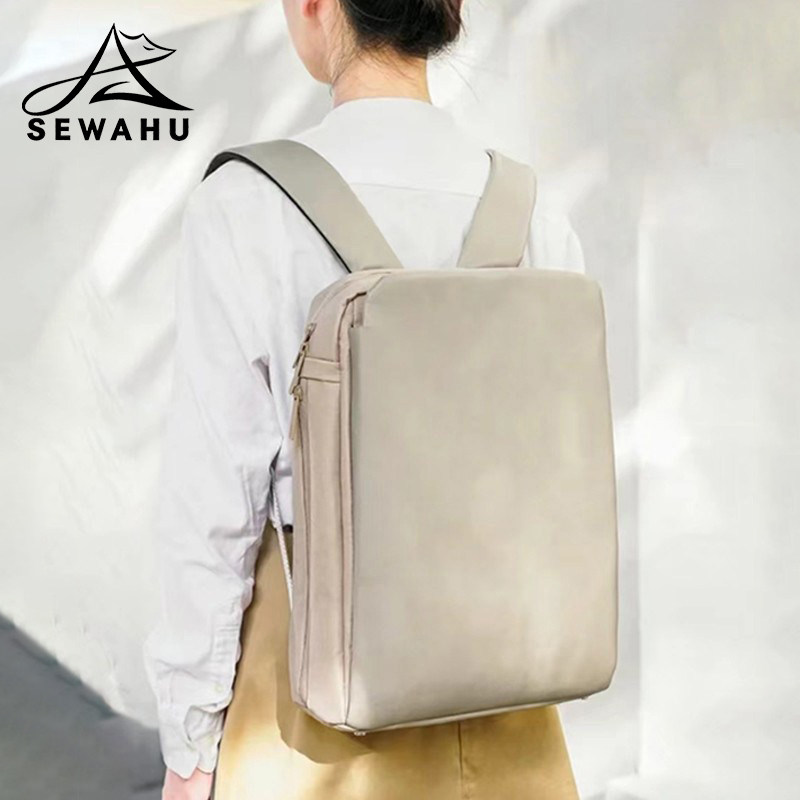 多功能皮质双肩包女士2025新款商务通勤电脑背包女简约大容量书包