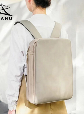 多功能皮质双肩包女士2025新款商务通勤电脑背包女简约大容量书包