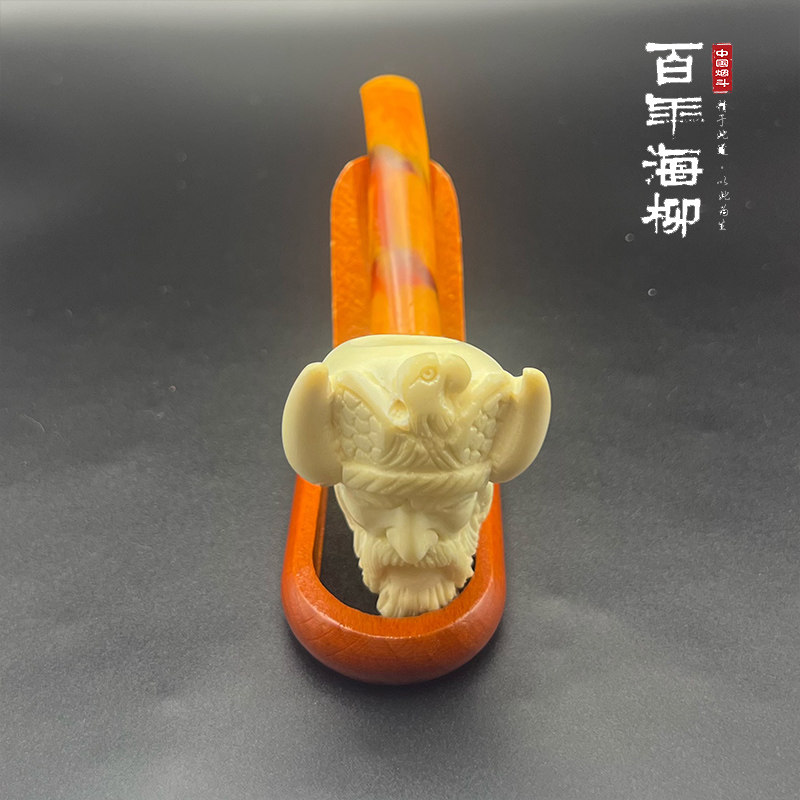 手工海泡石烟斗土尔其大师斗 3mm烟道无滤芯 战士 海盔 头像HP606
