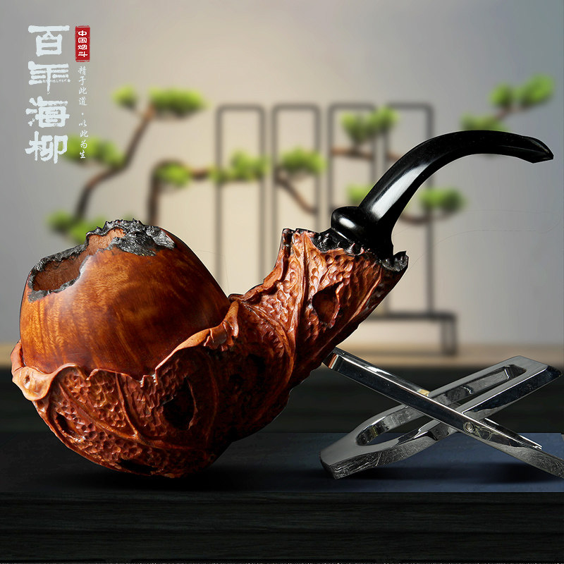 石楠木手工雕刻斗天然材料雕花形状特别-叶子事业有成DZ148