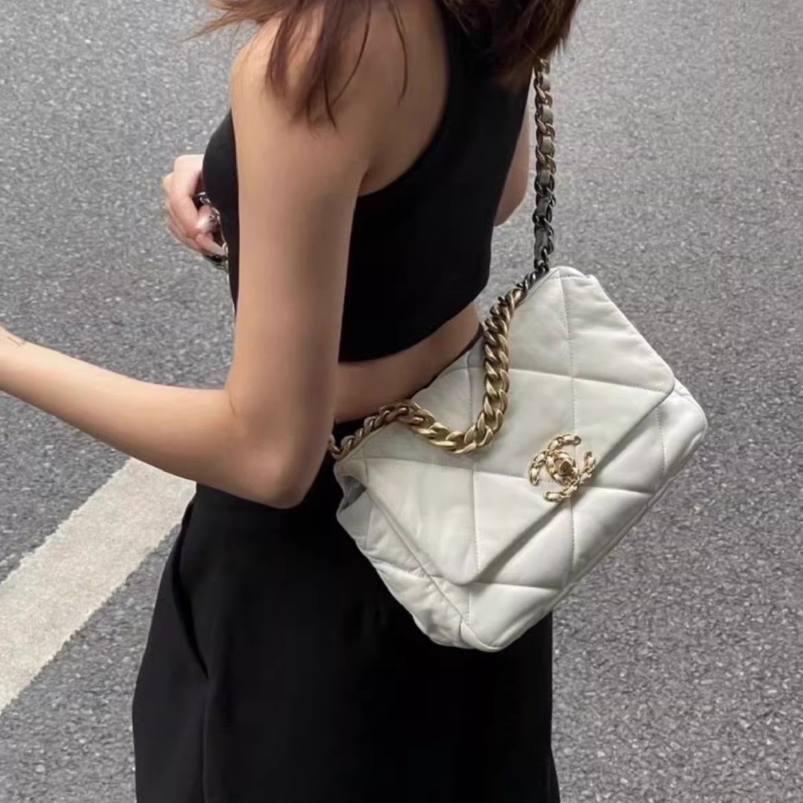 严选塔尖 小香风19Bag菱格翻盖链条皮穿链羊皮旋钮WOC斜跨包1122