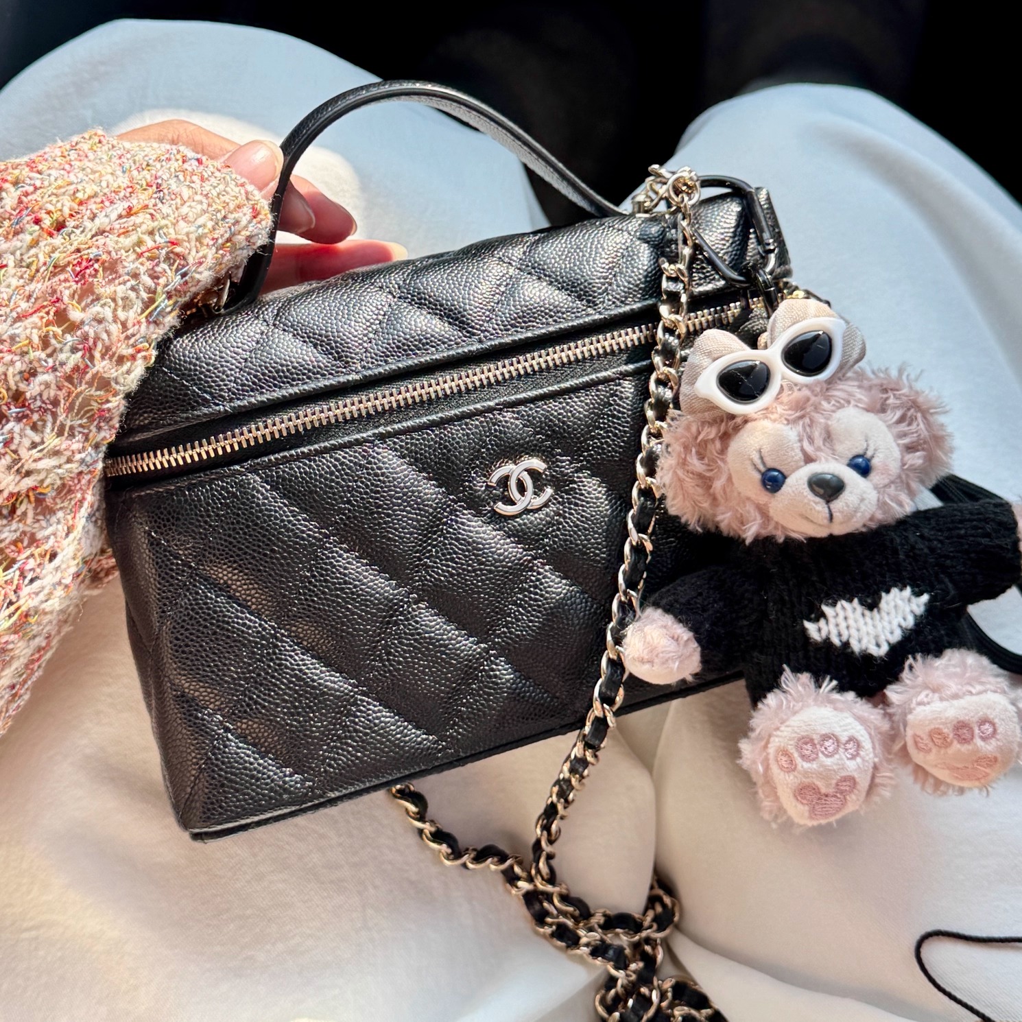 严选塔尖 小香风25C饭盒包lp方胖子小金球菱格纹牛皮腋下女包1122