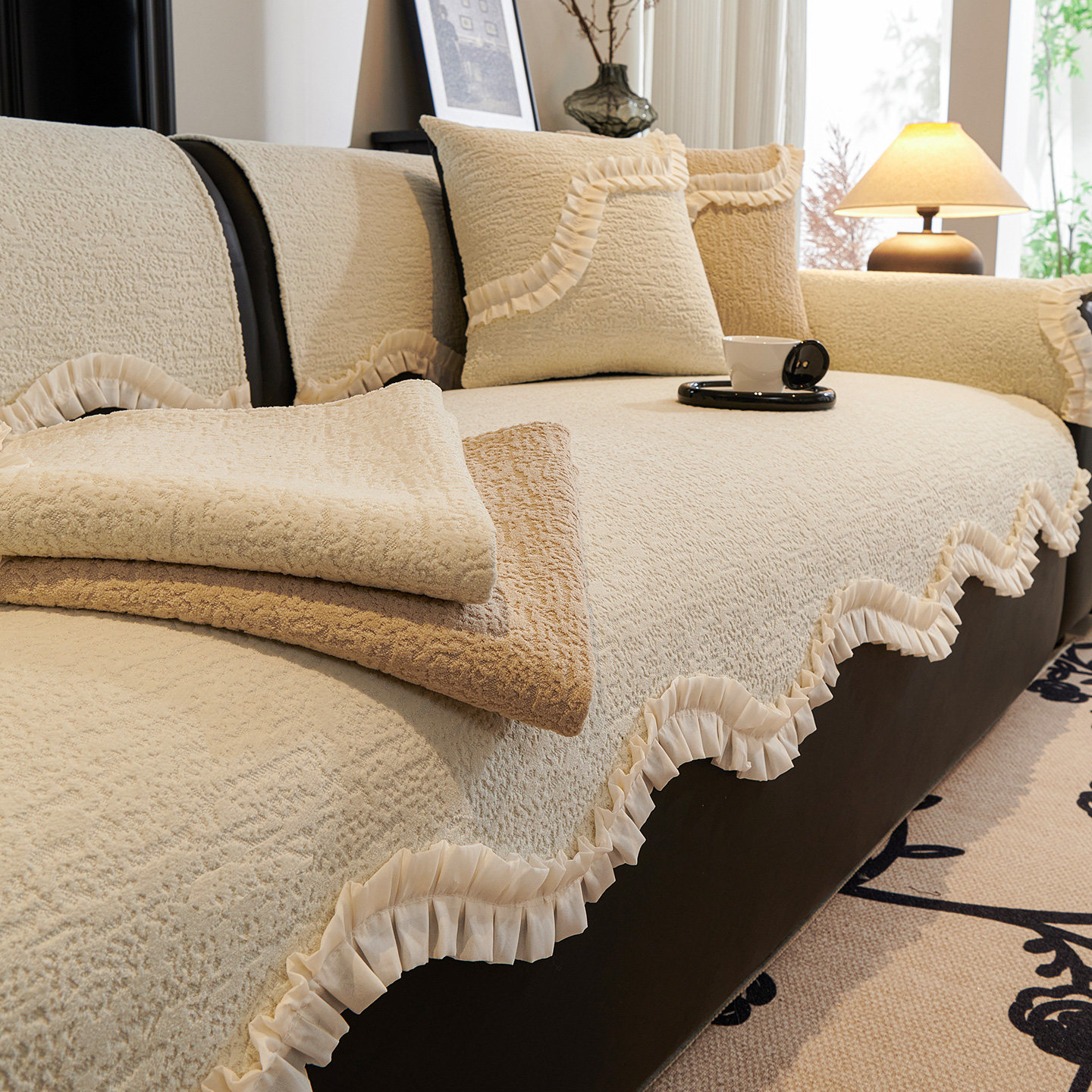 法式纯色雪尼尔四季通用沙发垫子套罩防滑客厅沙发盖布巾2025新款,居家布艺,沙发垫,淘宝优惠券,粉丝福利购,淘宝优惠卷