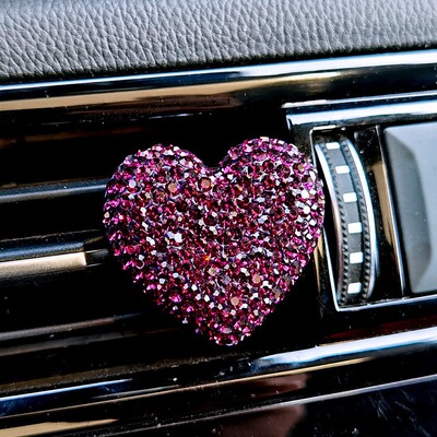 心形桃心镶钻水晶汽车空调出风口装饰车载香水异味车内通风口