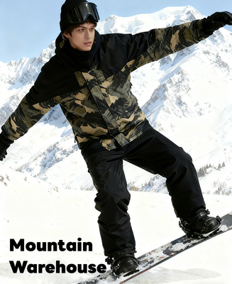 英国Mountain Warehouse迷彩防水加绒加厚登山保暖滑雪服帽可拆卸