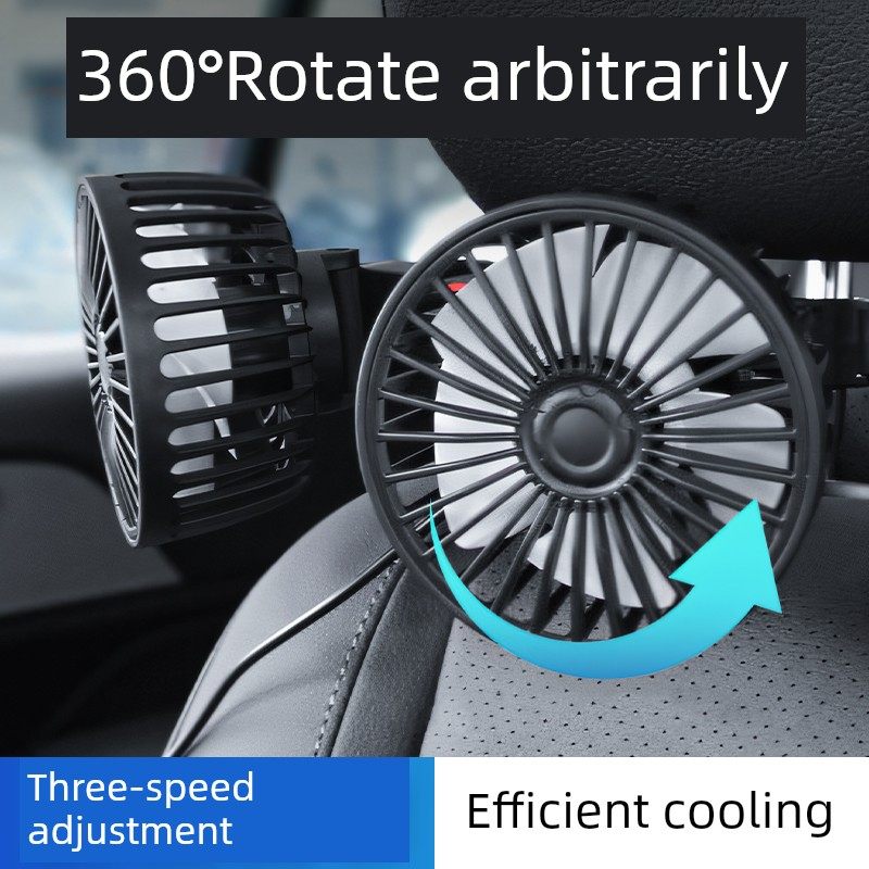 车载后排专用双头风扇usb汽车用12v24伏面包车内大货车小电风扇5V