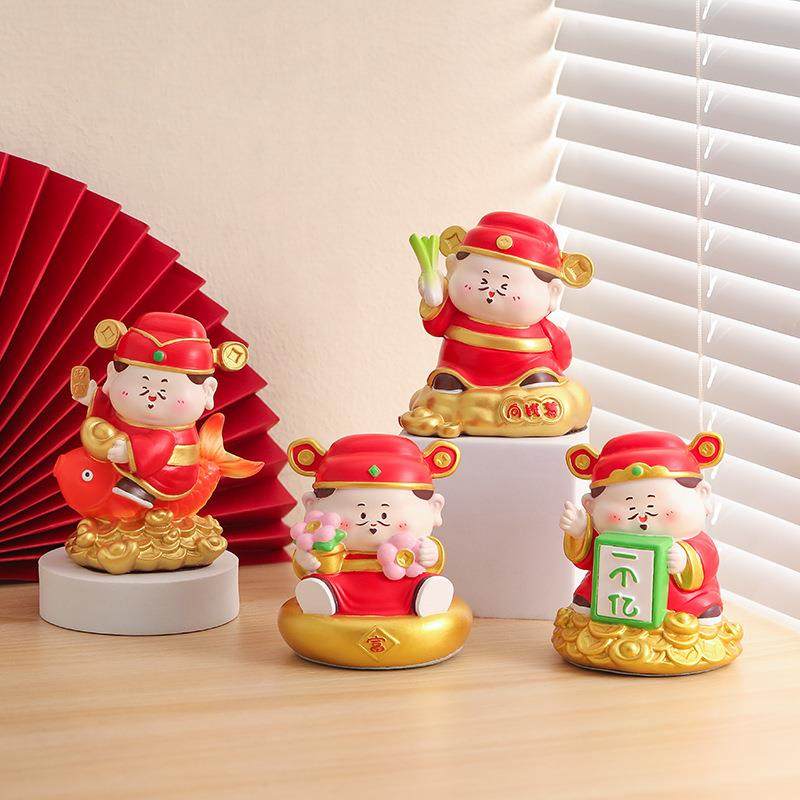 可爱财神爷桌面玄学小摆件女生办公桌工位招财治愈装饰品新年礼物