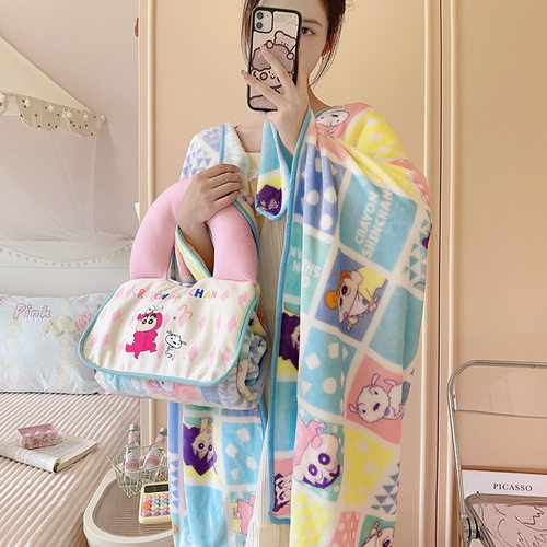 可爱蜡笔小新抱枕被子二合一便携