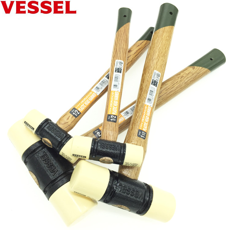 日本VESSEL威威胶锤进口尼龙锤木工安装锤模具橡胶锤子头70-1-1/2
