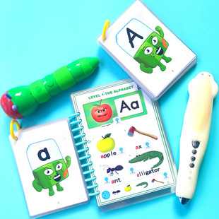 毛毛虫版字母积木Alphablocks26个英文卡自然拼读分级小达人点读