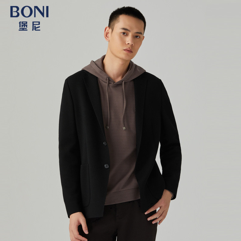 堡尼秋冬新品商务西服针织羊毛混纺休闲西装单西上装男CO680022A