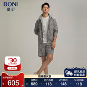 堡尼春夏新品 翻领满印花短袖 上衣运动套装 BONI 休闲短裤 NR336C51H