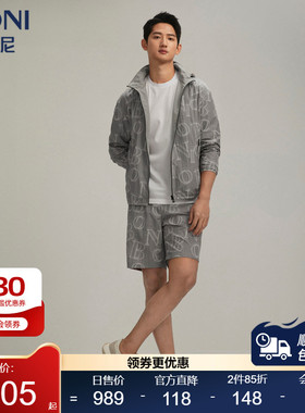 BONI/堡尼春夏新品翻领满印花短袖上衣运动套装休闲短裤NR336C51H