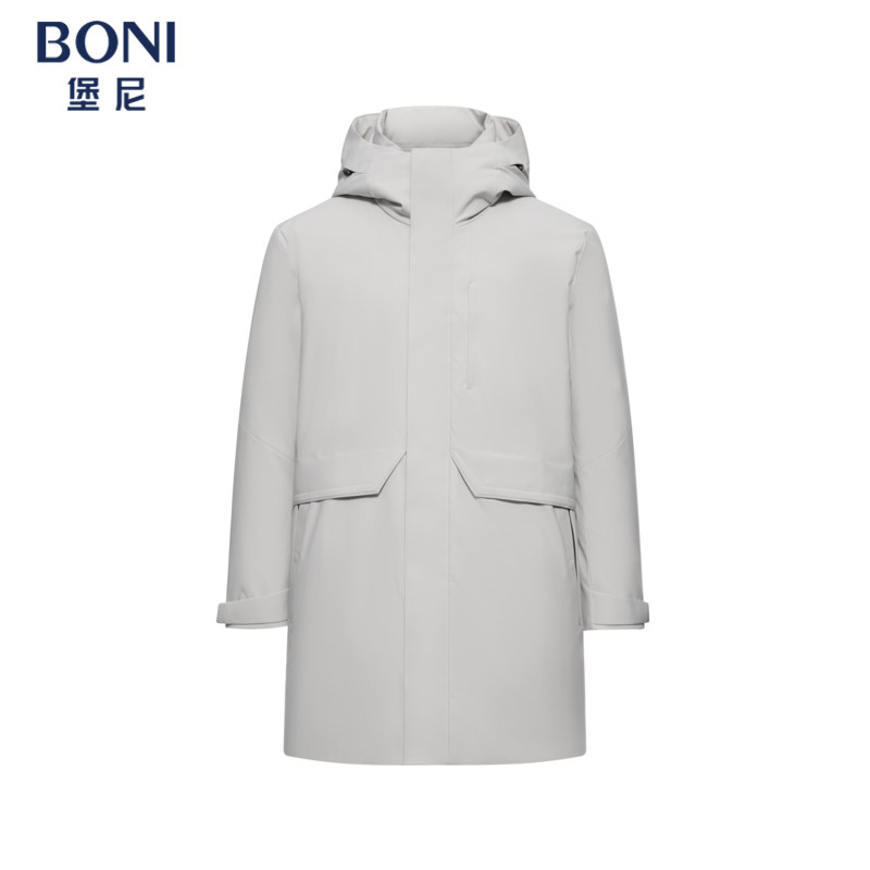 堡尼秋冬新品商务长款可脱卸帽羽绒服鹅绒保暖休闲外套ES713182H