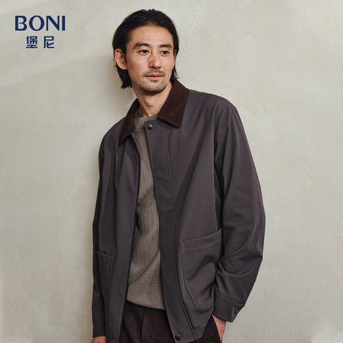 BONI/堡尼秋冬新品翻领商务夹克衫短款休闲保暖茄克外套FU541081B