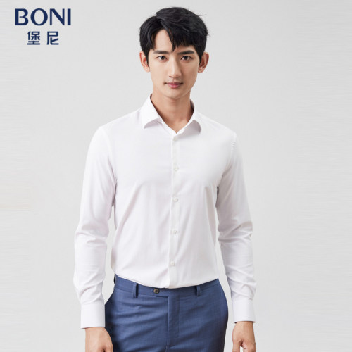 BONI/堡尼2023春夏新品商务修身衬衣休闲丝混纺长袖衬衫GP211281A