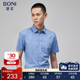 混纺修身 BONI 衬衣格纹上衣男GN366B01B 商务短袖 衬衫 堡尼夏季 新品