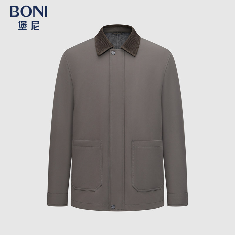 BONI/堡尼秋冬新品翻领商务夹克衫短款休闲保暖茄克外套FU541081B