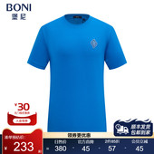 堡尼春夏新品 LR468E51H T恤净色休闲体恤衫 男士 圆领棉混纺短袖