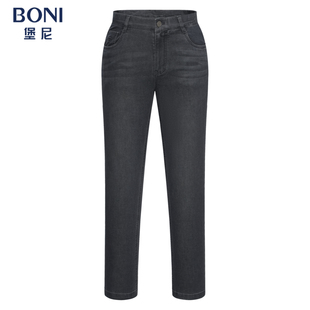 男KT182A41B 直筒百搭休闲长裤 堡尼BONI春夏新品 中腰棉混纺牛仔裤