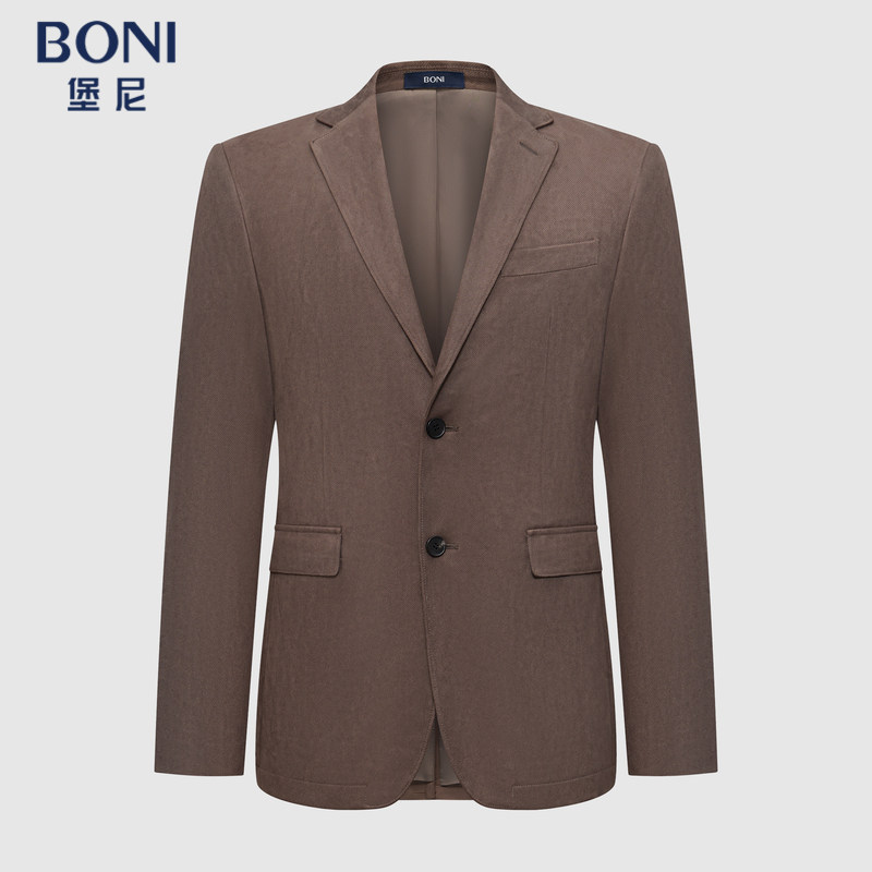 堡尼秋冬新品平驳领净色休闲西服上衣轻商务单西上装男CU538051B