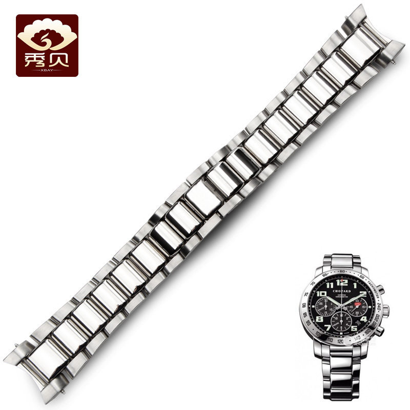秀贝实心不锈钢表链 男手表配件 适配萧邦经典赛车系列手表带钢带