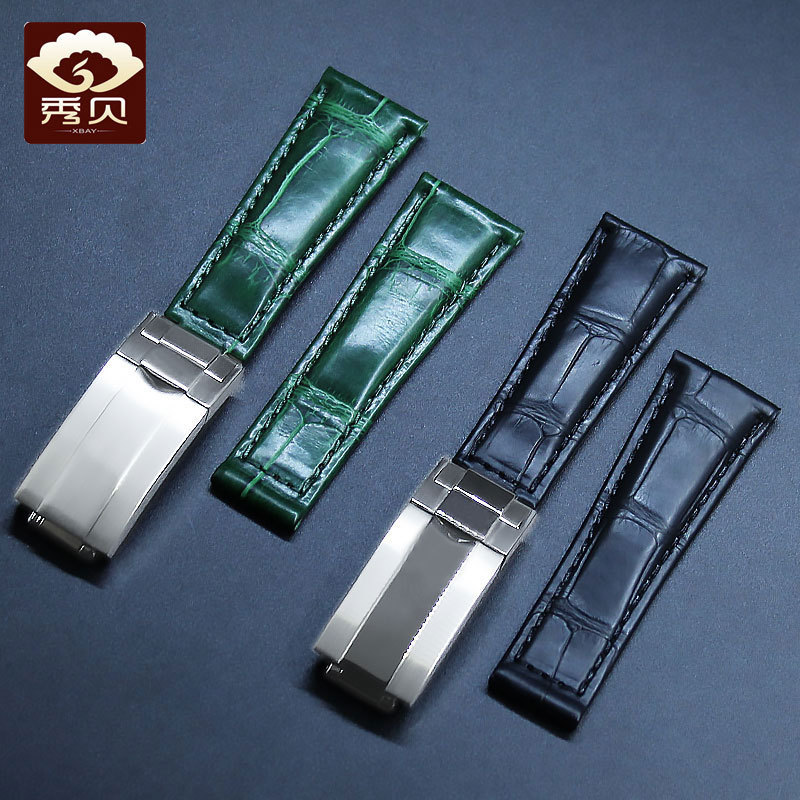 秀贝适配迪通拿绿水鬼真皮手表带