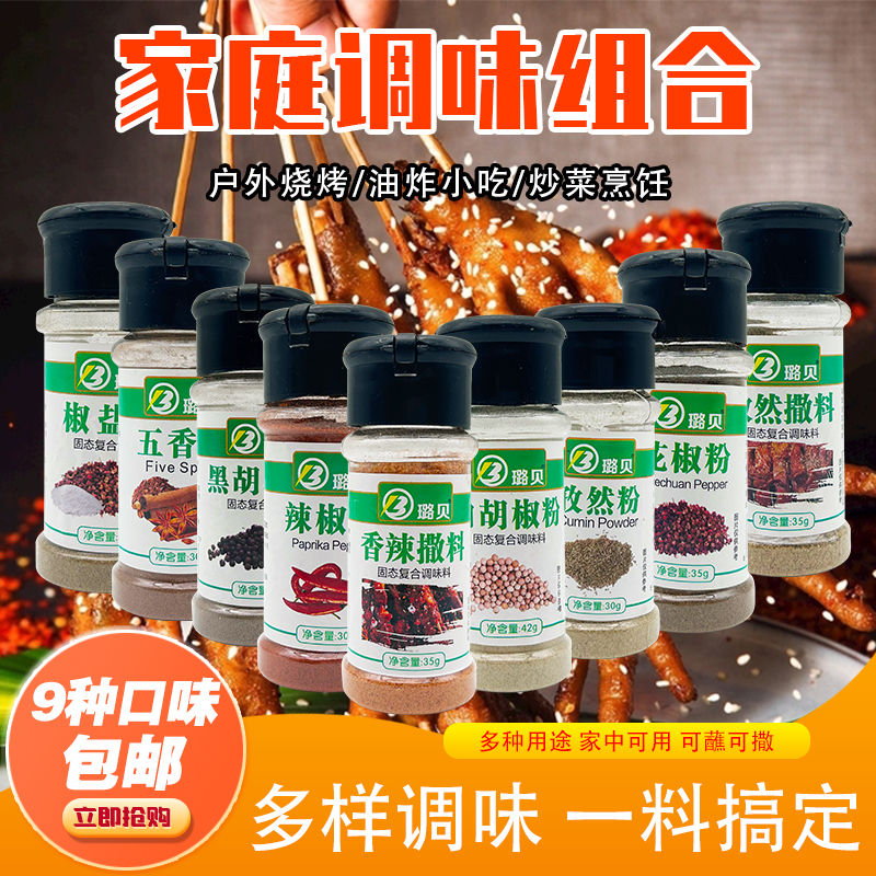 烧烤全套组合调料烧烤烤肉家用撒料孜然粉椒盐粉五香粉辣椒白胡椒