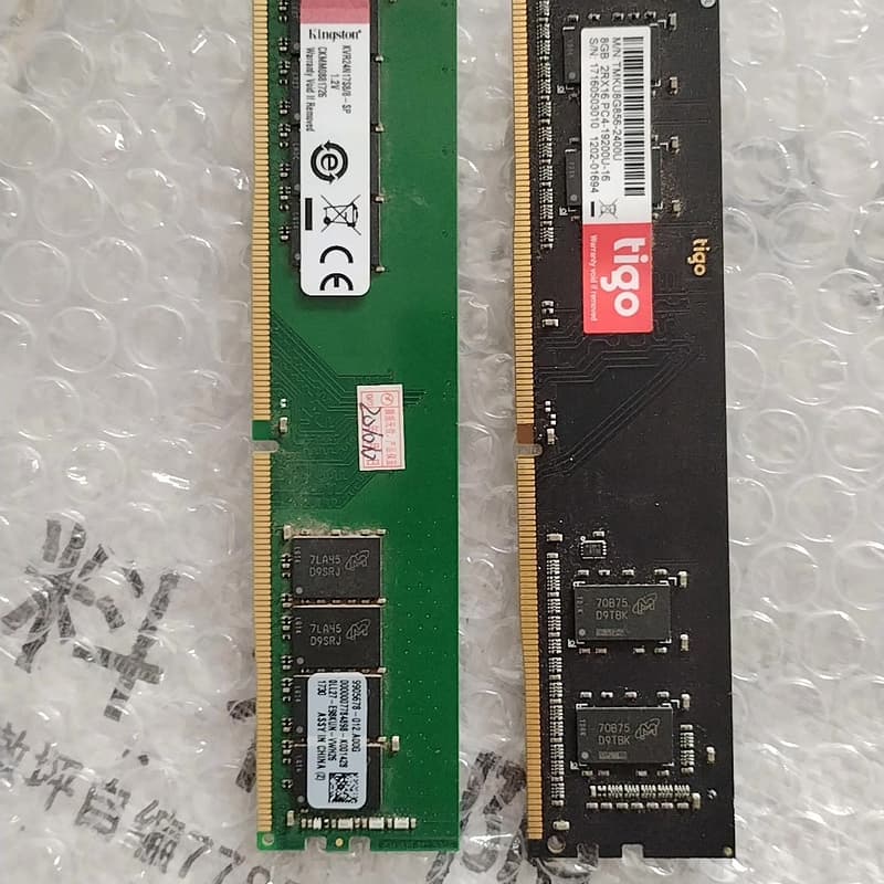 金士顿，金泰克各1条，DDR4 8G内存条，台式机拆下来的，--议价商