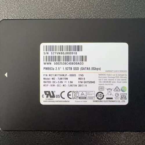 三星PM863a 1.92TB 2.5寸企业级SSD--议价商品