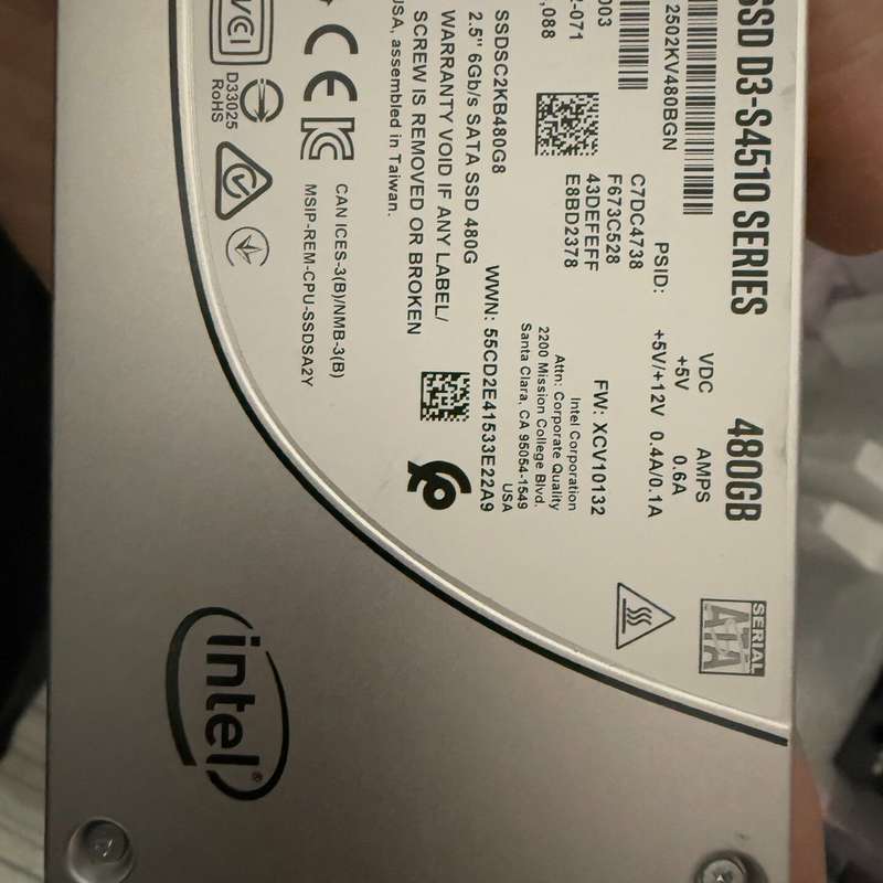 Intel/英特尔+SSD+D3+S4510+480G固态硬--议价商品