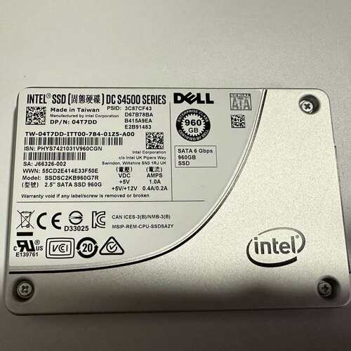 戴尔 DELL 960G SSD SATA 固态硬盘04T7--议价商品