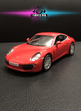 1 36保时捷911卡雷拉S红色仿真合金开门回力玩具车小汽车模型摆件