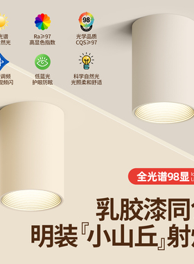 明装射灯可可蛋奶led筒灯乳胶漆同色奶油中古风免打孔防眩无主灯