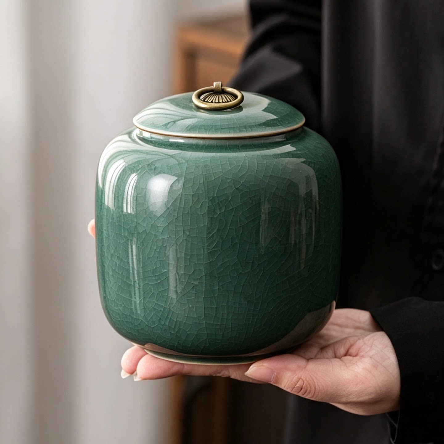 2026新款哥窑茶叶罐精品高档陶瓷储物罐家用茶罐密封防潮茶仓摆件图片