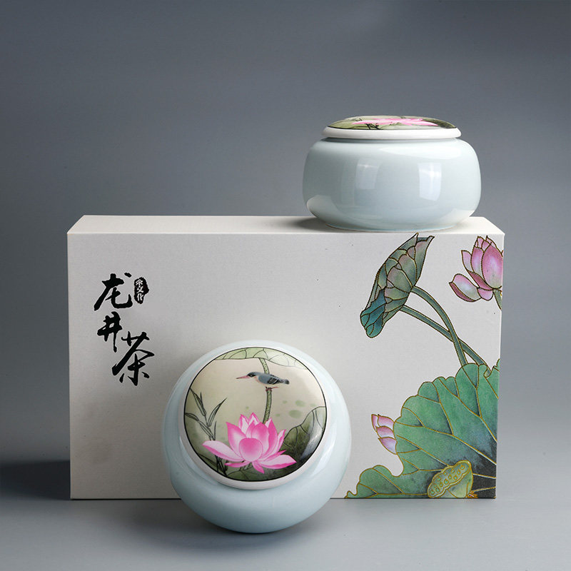 高档明前龙井包装盒空盒 250g龙井茶包装盒空包装 陶瓷茶叶罐定制