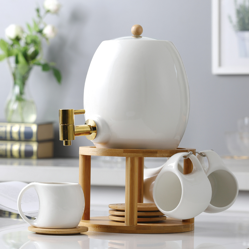轻奢陶瓷冷水壶具果汁耐高温大容量凉水壶杯子客厅凉白开套装家用