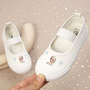 幼儿园小白鞋女童一脚蹬室内鞋宝宝演出表演舞蹈体操鞋儿童小布鞋
