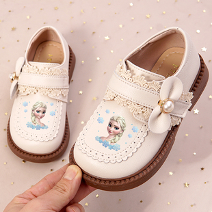 女童皮鞋真皮公主女孩单鞋春秋新款女孩宝宝白色洋气儿童鞋子软底