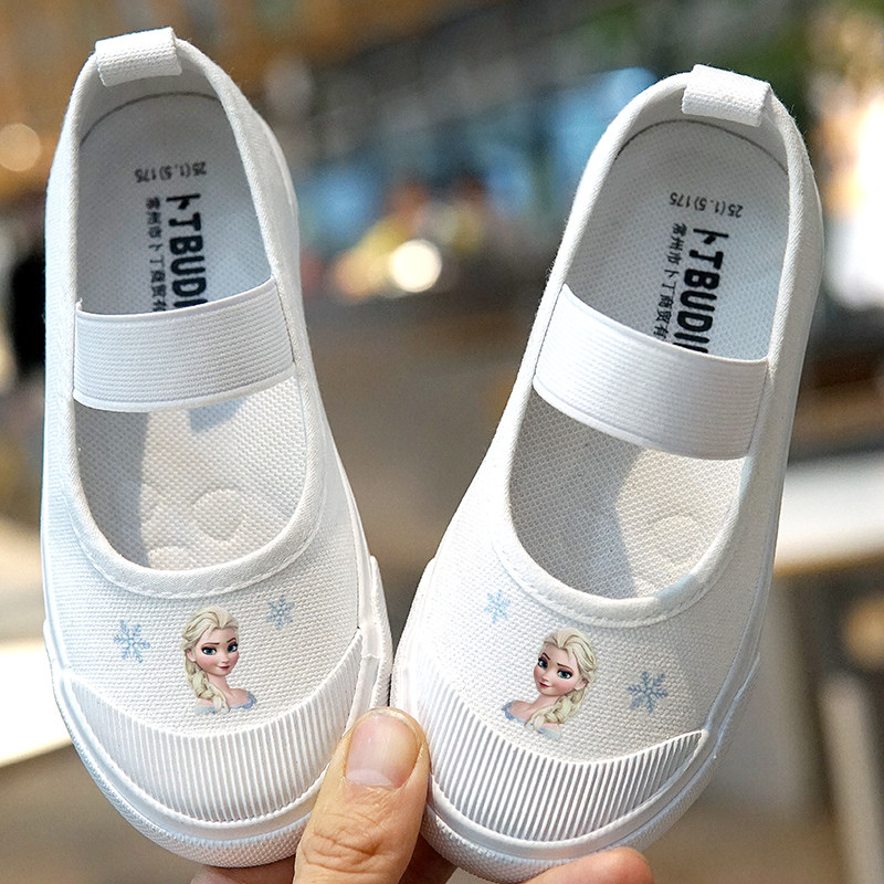 女童小白鞋幼儿园小朋友室内鞋女款儿童帆布鞋白色宝宝演出舞蹈鞋