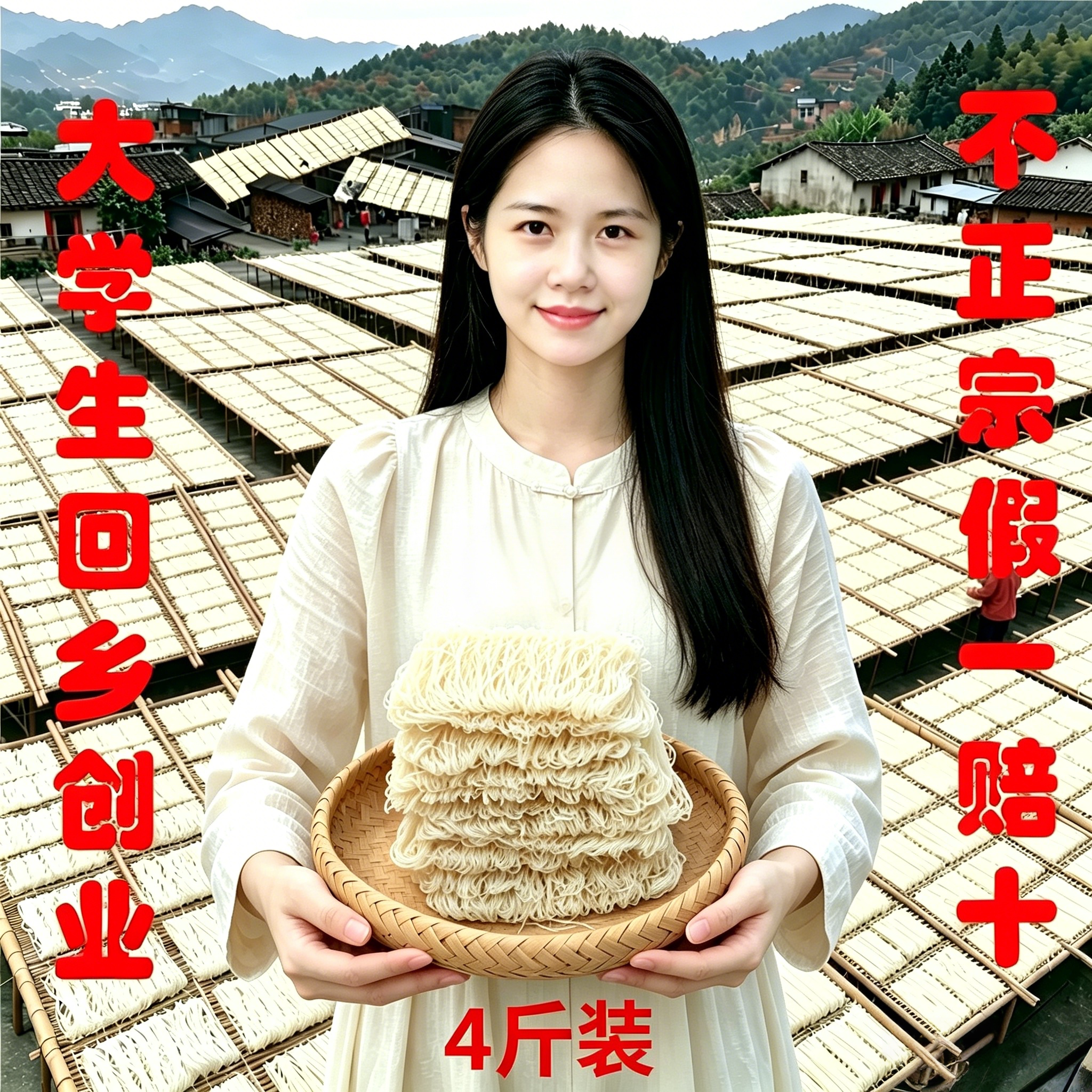 正宗湖头米粉4斤装泉州特产水粉 自产自销农家米线粉丝 不正包退