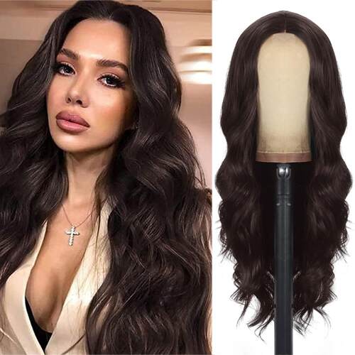 欧美女士假发中分小蕾丝大波浪长卷发头套Lacewigs