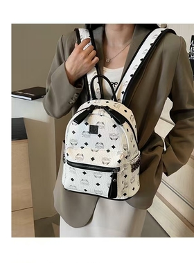 DRYWORLD防泼水甜美压花PU双肩包女学院斜挎大容量女生书包百搭