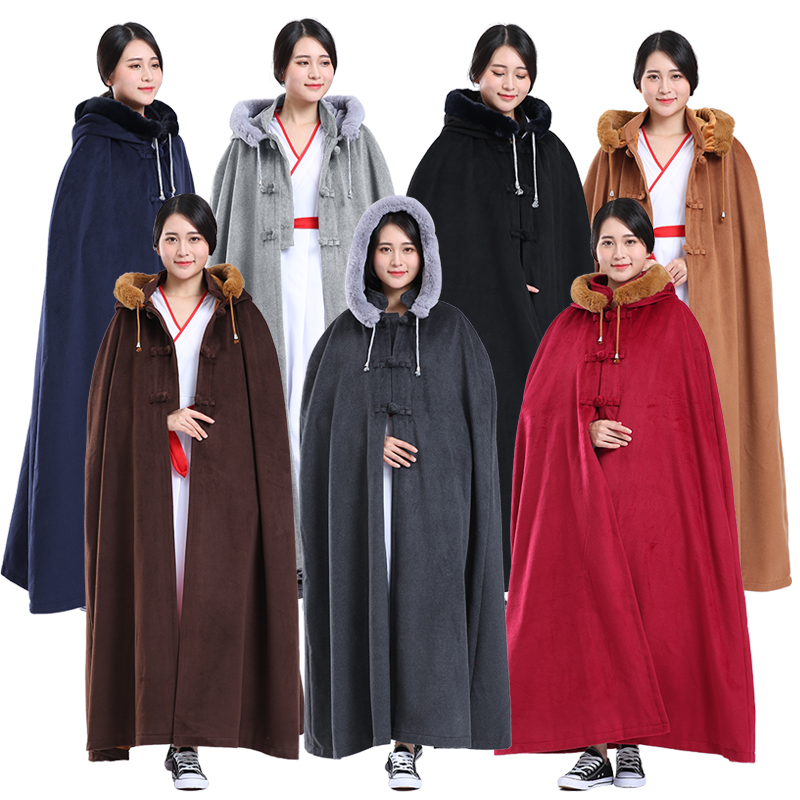 冬季加厚款双层毛绒斗篷斗男大衣