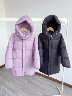 26冬款儿童90白鸭绒连帽羽绒服男女童中长款过膝羽绒外套小江南款
