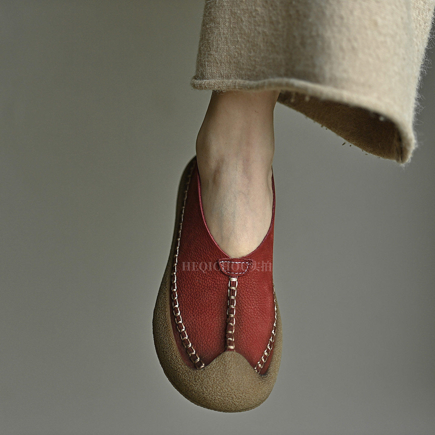 何其丑软牛皮复古圆头平底勃肯鞋女新款软底软面奶奶鞋一脚蹬单鞋,女鞋,勃肯鞋/软木鞋,淘宝优惠券,粉丝福利购,淘宝优惠卷