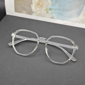 可配近视度数女大脸显瘦大框平光防蓝光方圆脸多边形眼镜框素颜镜