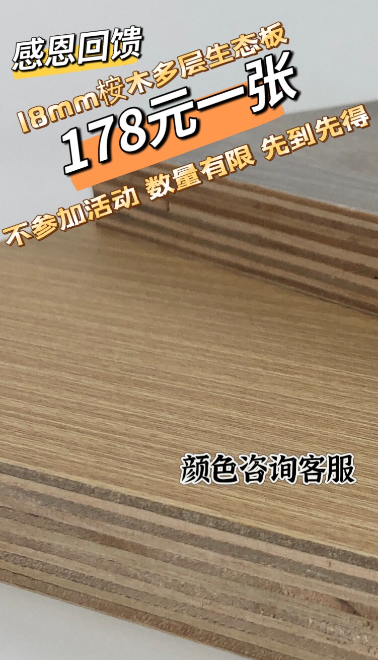 百强板材生态板免漆板E0级杉木芯木工板整张双面大芯板三聚氰胺板