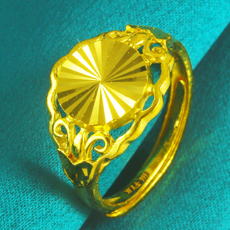 黄金戒指女款999足金活口纯金指环指圈气质花篮戒送老婆妈妈礼物