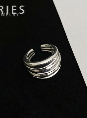 s925纯银日系重工光面宽版戒指
